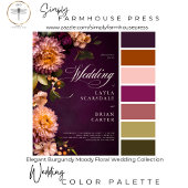 Elegante Bourgogne Moody Floral Script Wedding Save The Date