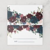 Elegante Bourgogne & Navy Bloemenbruiloft Plaatskaartje (Buitenkant ongevouwen)