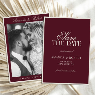 Elegante Bourgogne Oude Rijkdom Foto Bruiloft Save The Date