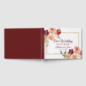 Elegante Bourgogne Perzik Bloemen Romantische brui Gastenboek (Volledig)