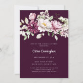 Elegante Bourgogne Plum Bloemen Bruid Kaart (Voorkant)