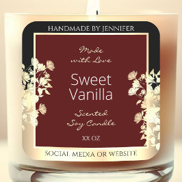 Elegante Bourgogne productlabels Floral Gold Lijst Vierkante Sticker