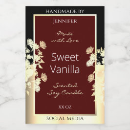 Elegante Bourgogne productlabels Floral Gold Lijst Voedselcontainer Etiket