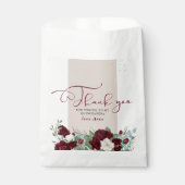 Elegante Bourgogne Rode en Ivoor Rozen Dank u Bedankzakje (Voorkant)