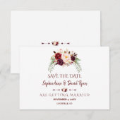 Elegante Bourgogne rode Marsala Bloemen Save The D Save The Date (Voorkant / Achterkant)