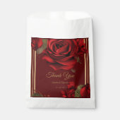 Elegante Bourgogne Rode Rose & Gouden Bruiloft Bedankzakje (Voorkant)