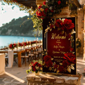 Elegante Bourgogne Rode Rose & Gouden Bruiloft Perfect Poster