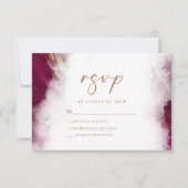Elegante Bourgogne Rood Goud Marmer RSVP (Voorkant)