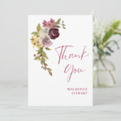 Elegante Bourgogne Roze Bloemen 40e Verjaardag Bedankkaart (Staand voorkant)