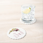 Elegante Bourgogne Roze Bloemen 40e Verjaardag Kartonnen Onderzetters (Insitu)