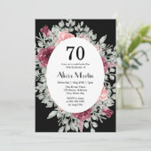 Elegante Bourgogne Roze Rose Groen 70e Verjaardag Kaart (Staand voorkant)