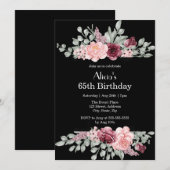 Elegante Bourgogne Roze Rose Groen Flora Verjaarda Kaart (Voorkant / Achterkant)