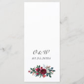 Elegante Bourgogne Rozen Winter groen bruiloft Menu (Achterkant)