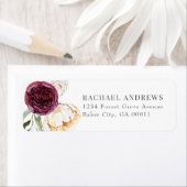 Elegante Bourgogne Sage Bloemenbruiloft Etiket (Insitu)