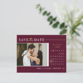 Elegante Bourgogne Save the Date Kalender QR Code Briefkaart (Staand voorkant)