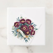 Elegante Bourgogne & Smaragdpioen met gouden accen Bedankjes Labels (In situ)