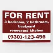 Elegante Bourgogne Te Huur Custom Vastgoed Agent Spandoek (Horizontaal)