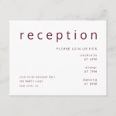 Elegante Bourgogne Typografie Bruiloft Receptie Informatiekaartje (Voorkant)