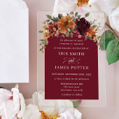 Elegante Bourgogne Verbrand Sinaasappel Roest Bloe Acryl Uitnodigingen