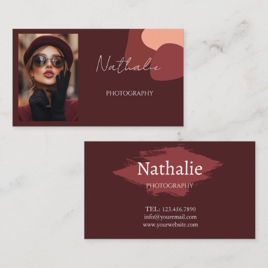 Elegante Bourgogne Vision fotografie. Visitekaartje (Voorkant / Achterkant)