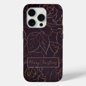 Elegante Bourgogne Vrolijk Kerstfeest Gouden Rozen Case-Mate iPhone Case (Achterkant)