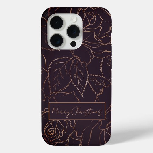 Elegante Bourgogne Vrolijk Kerstfeest Gouden Rozen Case-Mate iPhone Case (Achterkant)
