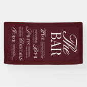 Elegante Bourgogne Wedding Bar Menu Receptie Decor Spandoek (Horizontaal)