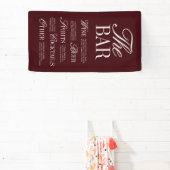 Elegante Bourgogne Wedding Bar Menu Receptie Decor Spandoek (Insitu)