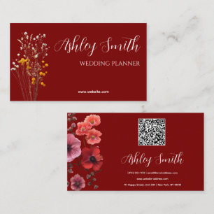Elegante Bourgogne Wedding Planner Flower Visitekaartje