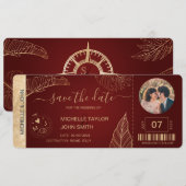 Elegante Bourgogne Wereld Save the Date Boarding P Kaart (Voorkant / Achterkant)