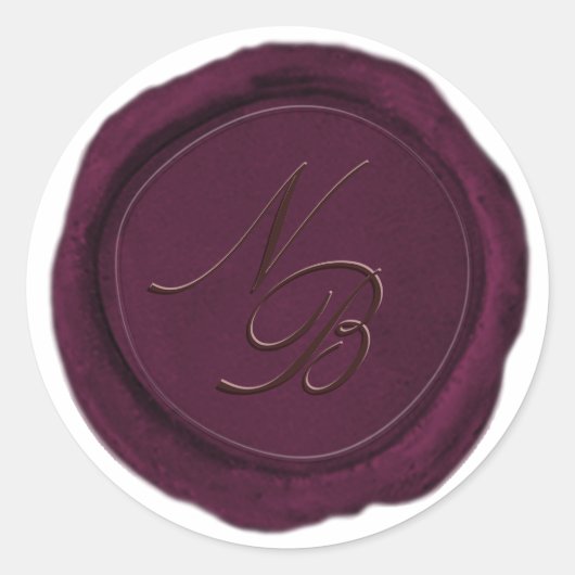 Elegante Bourgogne Wijnwas Seal Monogram Sticker (Voorkant)