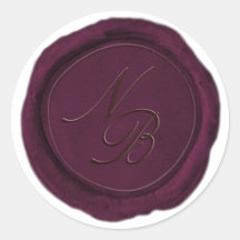 Elegante Bourgogne Wijnwas Seal Monogram Sticker