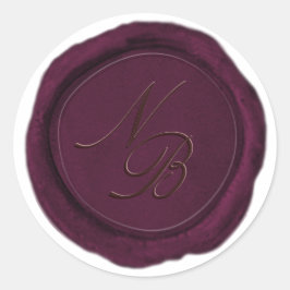 Elegante Bourgogne Wijnwas Seal Monogram Sticker