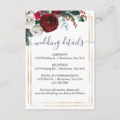 Elegante Bourgogne Winter Rozen Trouwdetails Informatiekaartje (Voorkant)