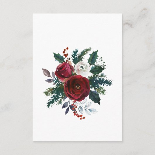 Elegante Bourgogne Winter Rozen Trouwdetails Informatiekaartje (Achterkant)