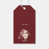 Elegante Bourgogne Witte Bloemen Rozen Cadeau Labe Cadeaulabel (Achterkant)