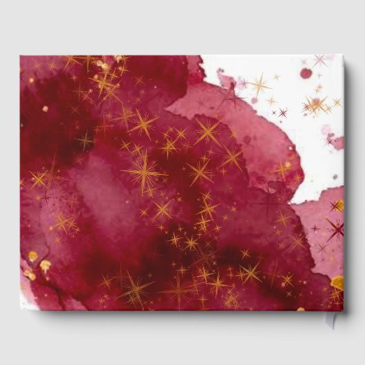 Elegante Bourgogne Witte en Gouden Agaat Bruiloft Gastenboek (Achterkant)