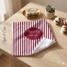 Elegante Bourgogne Witte Streeppatroon Aangepaste 