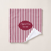 Elegante Bourgogne Witte Streeppatroon Aangepaste Washandje (Wasdoekje)
