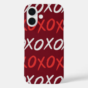 Elegante Bourgogne XOXO Knuffels en Kusjes iPhone 16 Hoesje