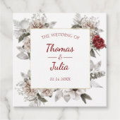 Elegante Bourgogne & Zilveren Waterverf Favoriet T Bedankjes Labels (Voorkant)