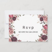 Elegante Bourgogne Zomer Bloemen Menu Keuze (Voorkant)