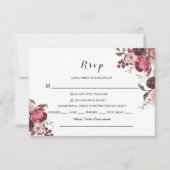 Elegante Bourgogne Zomer Bloemen RSVP Menu Keuze (Voorkant)