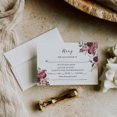 Elegante Bourgogne Zomer Bloemen RSVP Menu Keuze