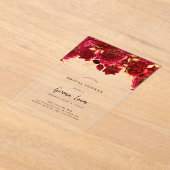 Elegante Bourgondië en gouden bruids Douche Uitnod Acryl Uitnodigingen (Laagn)