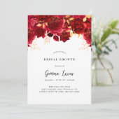 Elegante Bourgondië en gouden bruids Douche Uitnod Kaart (Staand voorkant)