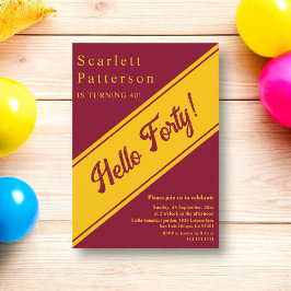 Elegante Bourgondië en gouden luxe 40e verjaardag Kaart