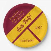 Elegante Bourgondië en gouden luxe 40e verjaardag Papieren Bordje (Voorkant)