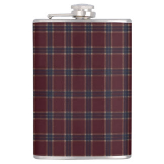 Elegante Bourgondië en Navy Blue Heritage Plaid Heupfles