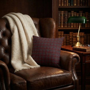 Elegante Bourgondië en Navy Blue Heritage Plaid Kussen